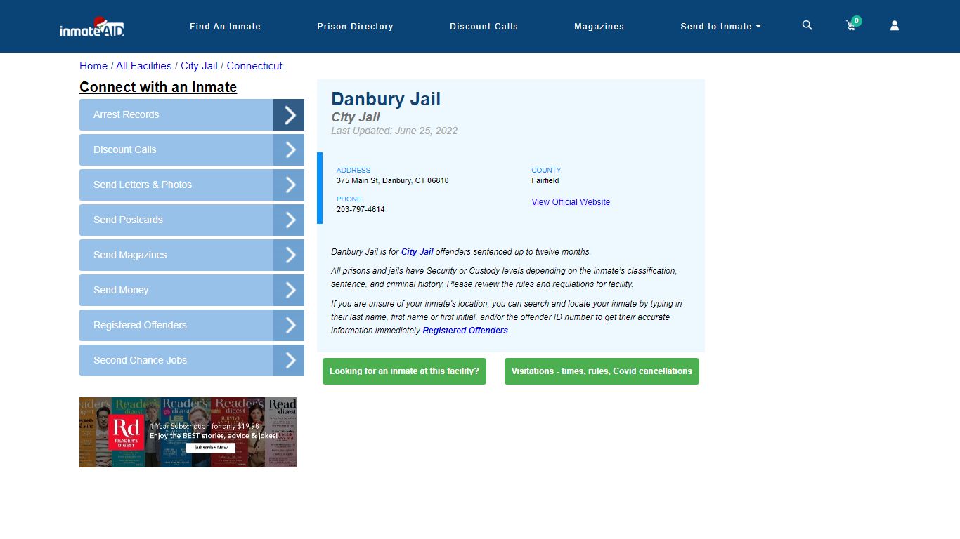 Danbury Jail | Inmate Locator