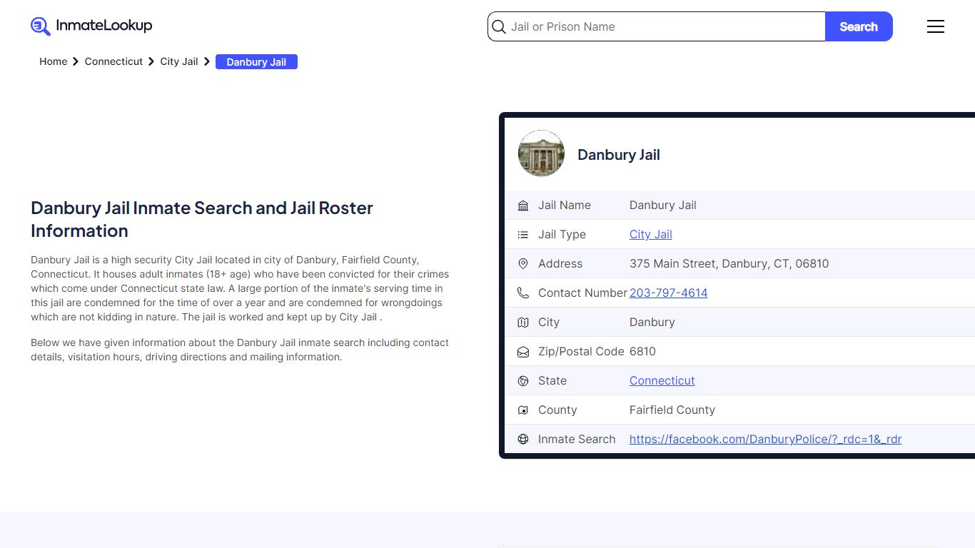 Danbury Jail Inmate Search - Danbury Connecticut - Inmate Lookup